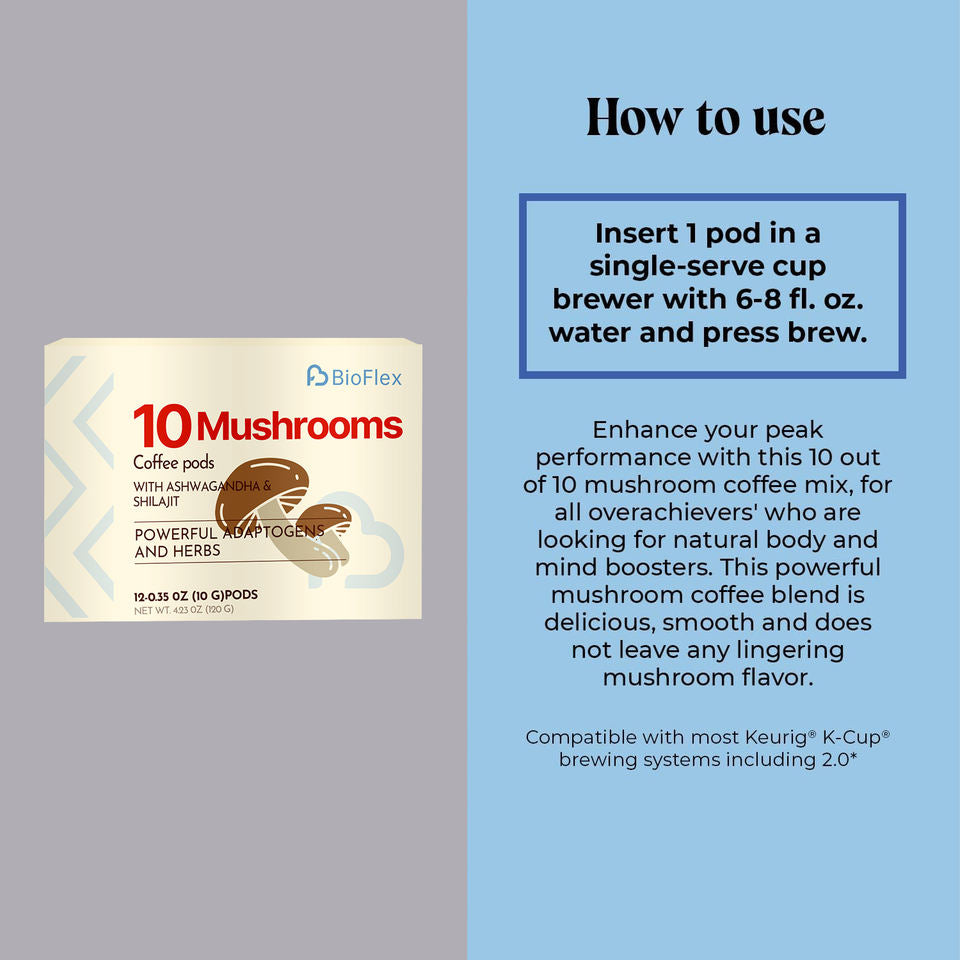 BioFlex Mushroom Coffee Pods with Ashwagandha & Shilajit