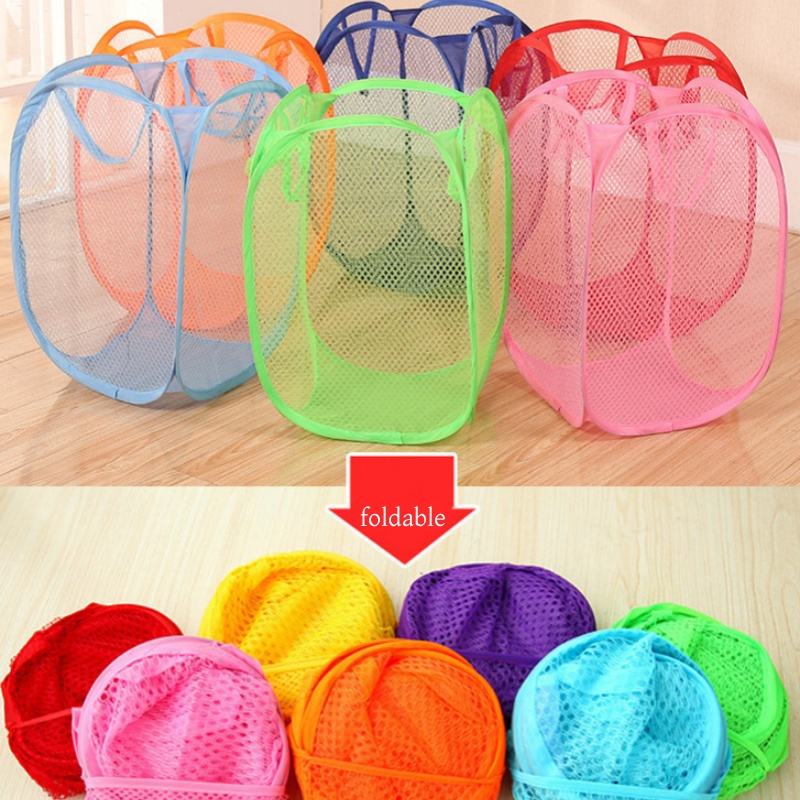 Portable Mesh Pop-Up Laundry Basket with Handle