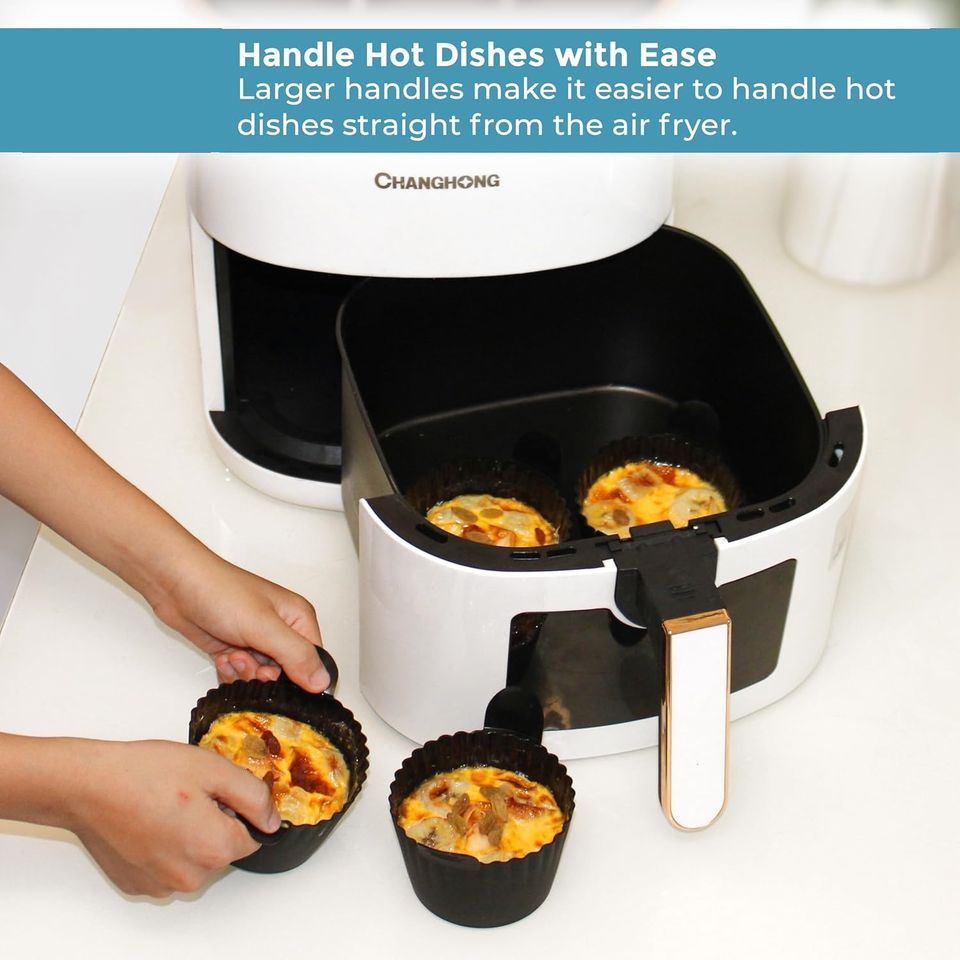 Premium Silicone Air Fryer with Double Thickness Muffin Pan & Pans Set Accessory, Large Capacity Baking Mold