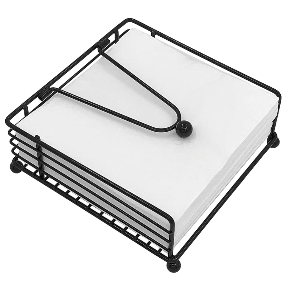 Modern European Creative Square Napkin Holder - Flat Metal with Weighted Arm for Kitchen and Car
