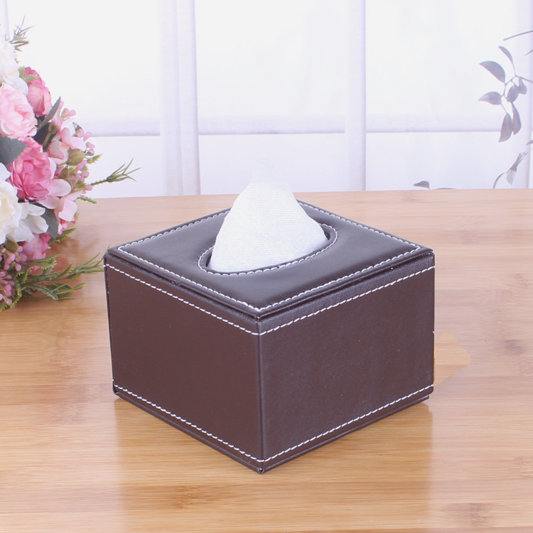 Modern Rectangular PU Leather Tissue Box Cover with Custom Logo - Tissue Holder