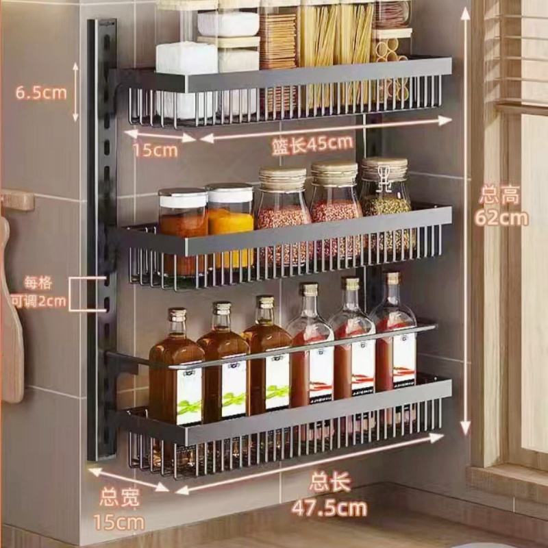 Kitchen Spice Rack Organizer Hanging Spice Storage Rack 3-tier Wall Mounted Kitchen Container Organizer