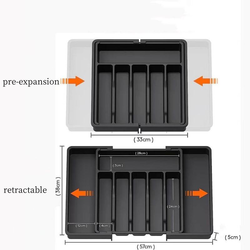 Expandable Kitchen Utensil Tray Plastic Utensil Organizer for Home Use Cutlery Drawer Organizer