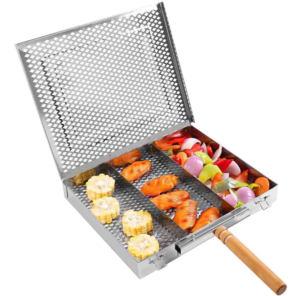 Durable Stainless Steel Outdoor Leisure Grill Plate with Grilled Fish Pan Tool
