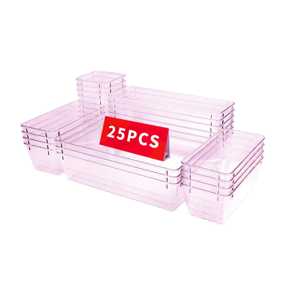 Modern Rectangular Plastic Organizer Set with 25/37 Drawers for Cosmetics, Kitchen, and Office