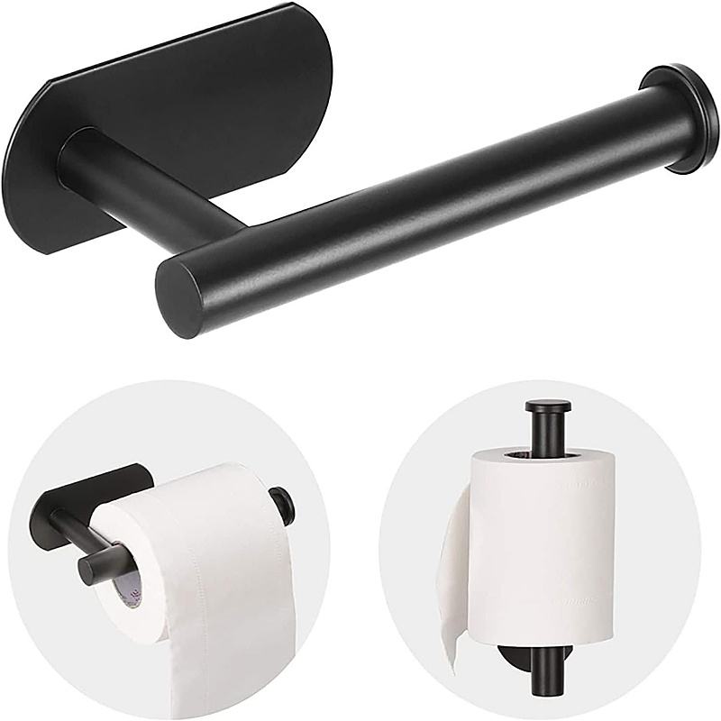 Self-Adhesive Toilet Paper Holder Wall Mount for Bathroom, Stainless Steel Toilet Paper Roll Holder, No Drilling