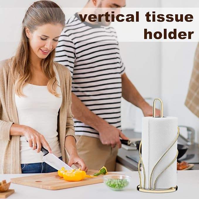 Countertop Tissue Holder with Vertical Metal Mesh Frame for Kitchen, Bathroom, Toilet, or Dining Areas