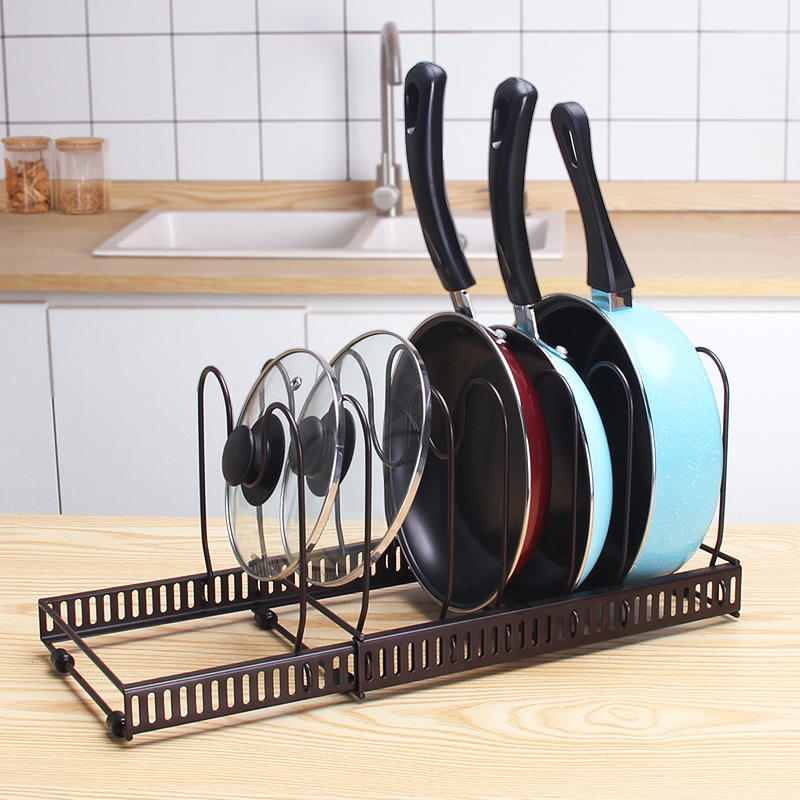 Adjustable Expandable Kitchen Storage Metal Pan and Pot Lid Cover Organizer Holder Rack