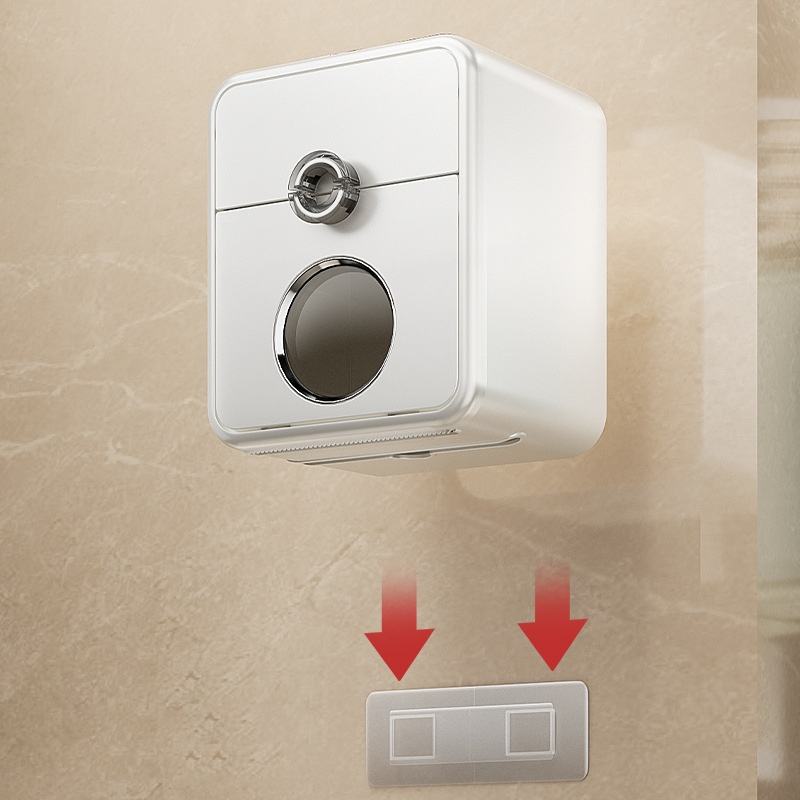 Modern Bathroom Tissue Box Holder with Wall Mount Storage Shelf