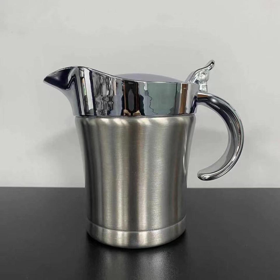 Insulated Stainless Steel Sauce Container with Spout, Foldable Lid, Dishwasher Safe, Easy to Clean, American Style