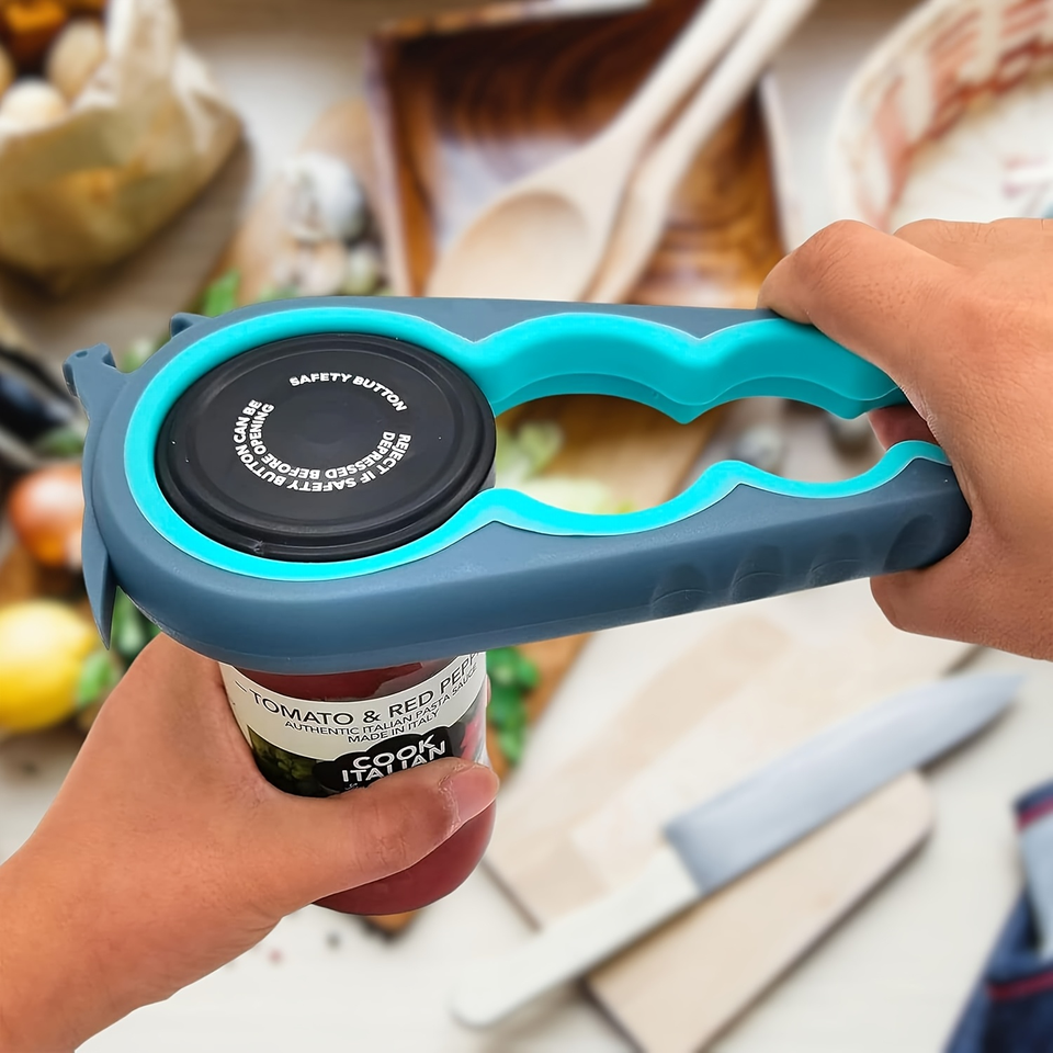 4 in 1 Quick Lid Cap Grip Twist Remover Kitchen Tool Can Opener Bottle Opener Corkscrew & Opener Grip