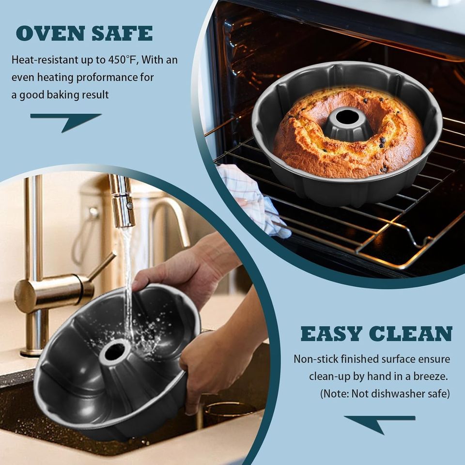 9.4-Inch Metal Non-Stick Cake Mold Tube Pan Baking Tray Essential Cake Tool with Perfect Style