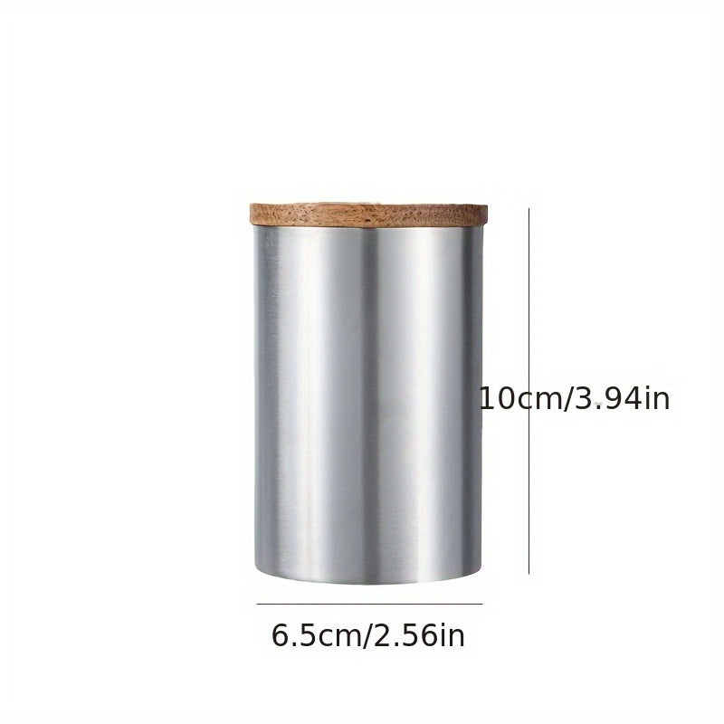 304 Stainless Steel Sealed Glass Grain Japanese Style, Coffee Beans, Tea Storage Jars with Wooden Lid