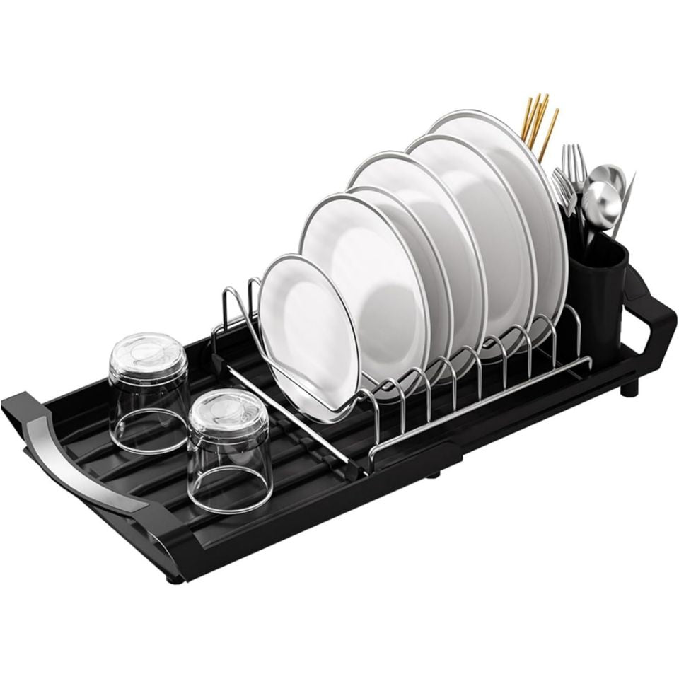Adjustable Expandable Metal Dish Drying Rack with Non-Collapsible Single-Tier Kitchen Shelf Holder