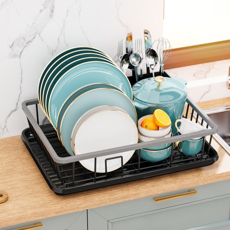 Modern 1-Tier Single Sink Rack Kitchen Bowl Draining Area