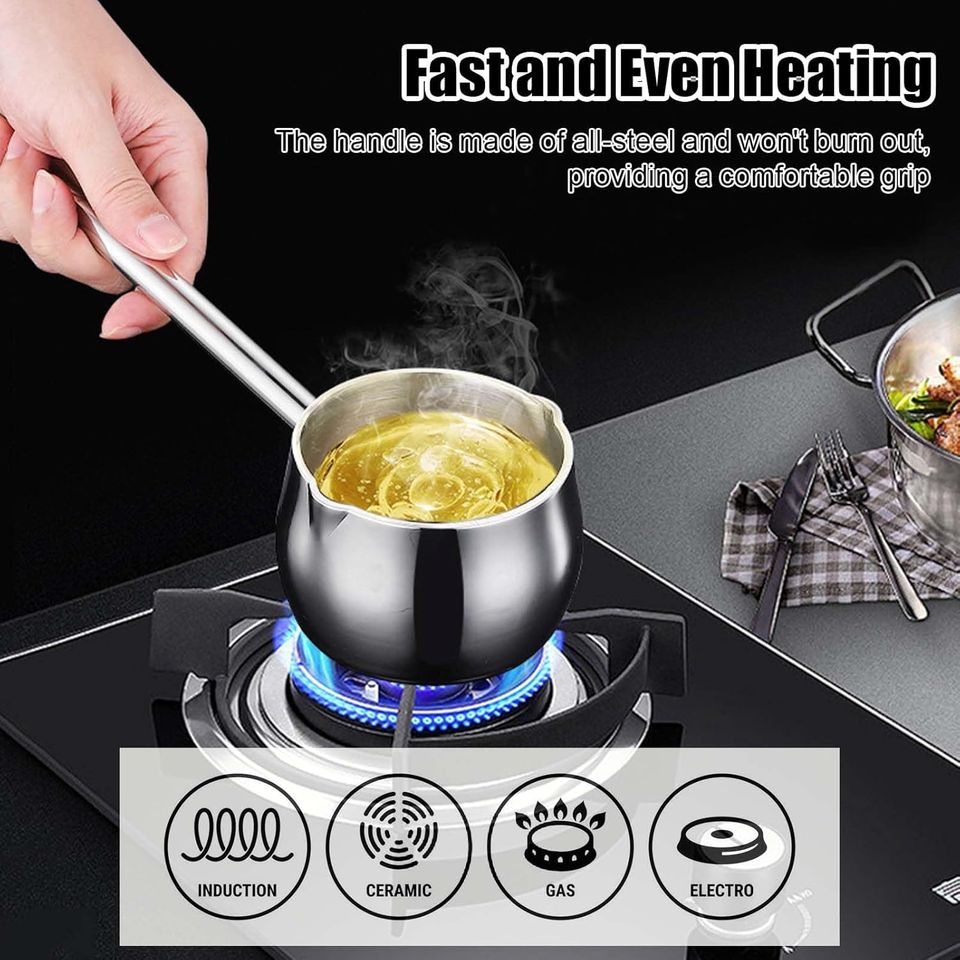 Stainless Steel Mini Kitchen Utensils Set Including Oil Pouring Pan, Butter, Chocolate Melting