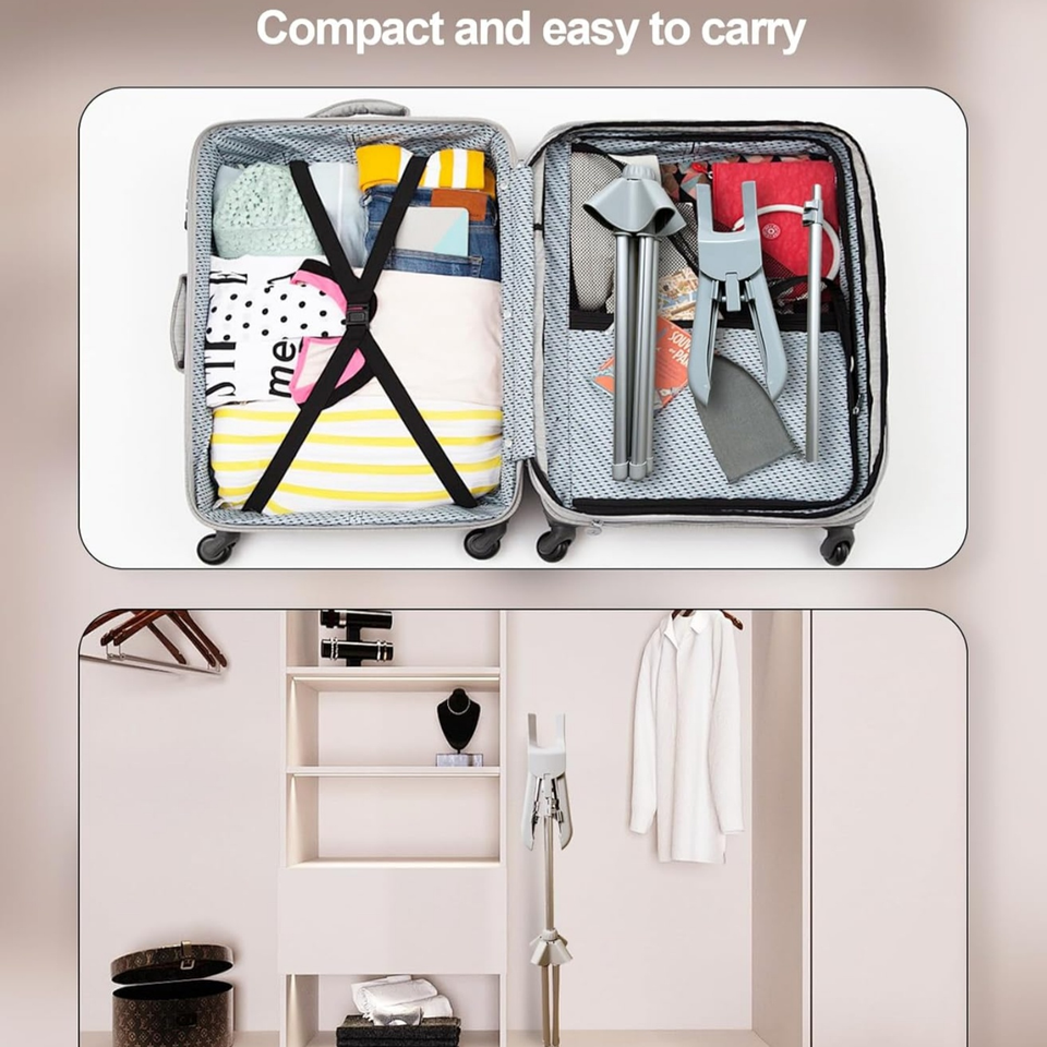 Adjustable Detachable Metal T-Shirt Display Stand Handheld Clothes Hanger Steamer Clothing Steamer Holder Wardrobe Living Room