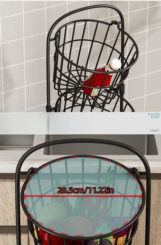 3-Layer Metal Basket Vegetable Storage Rack
