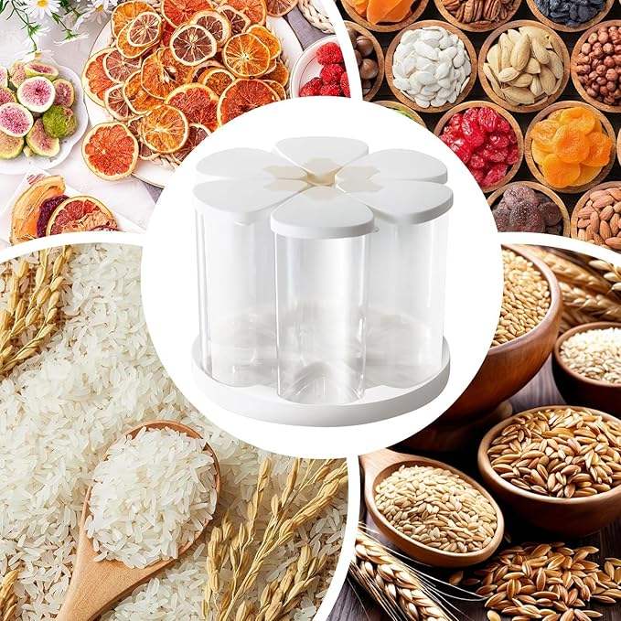 Rotating Multi-Grain Rice Storage Box for Pantry Organization