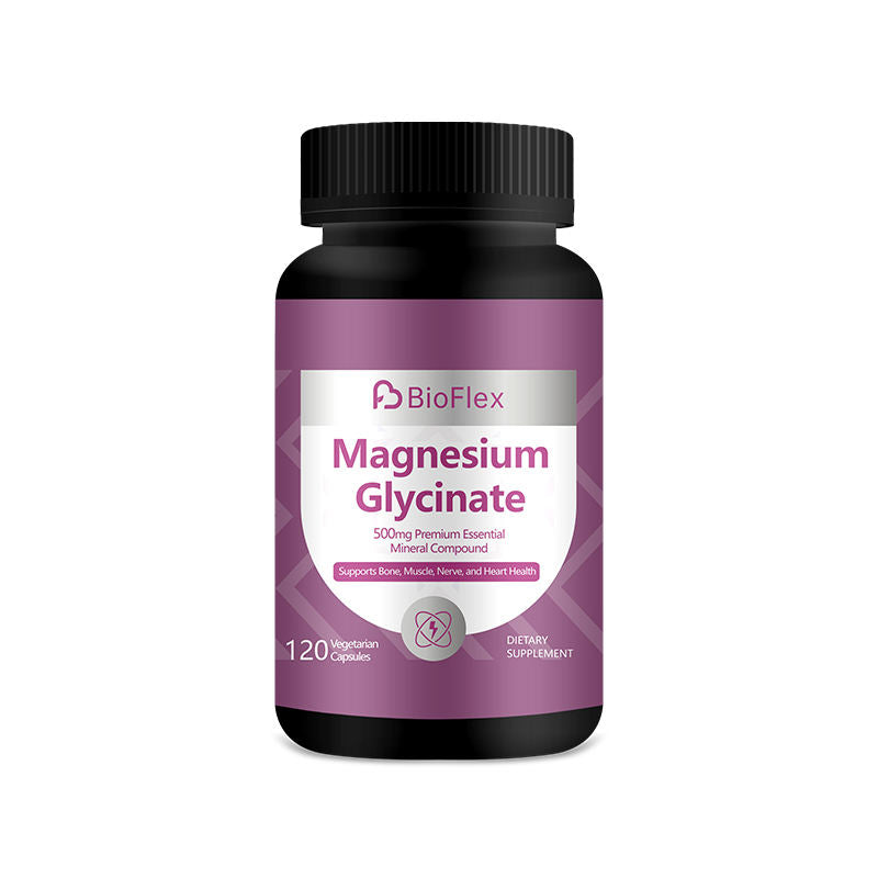 Private Label Natural Vegan Magnesium Glycinate Capsules with Vitamin B6 & D3