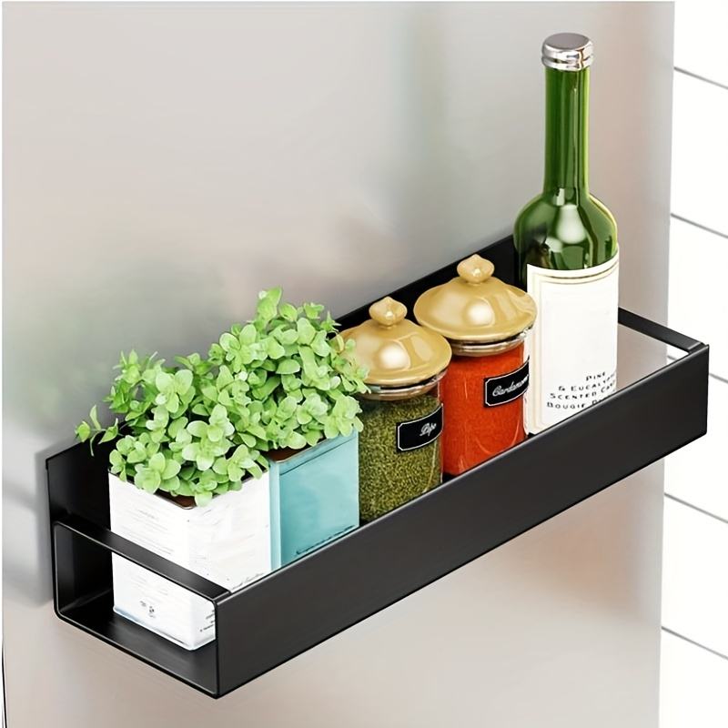 Magnetic Spice Jar Shelf with Moveable Multifunctional Refrigerator Rack