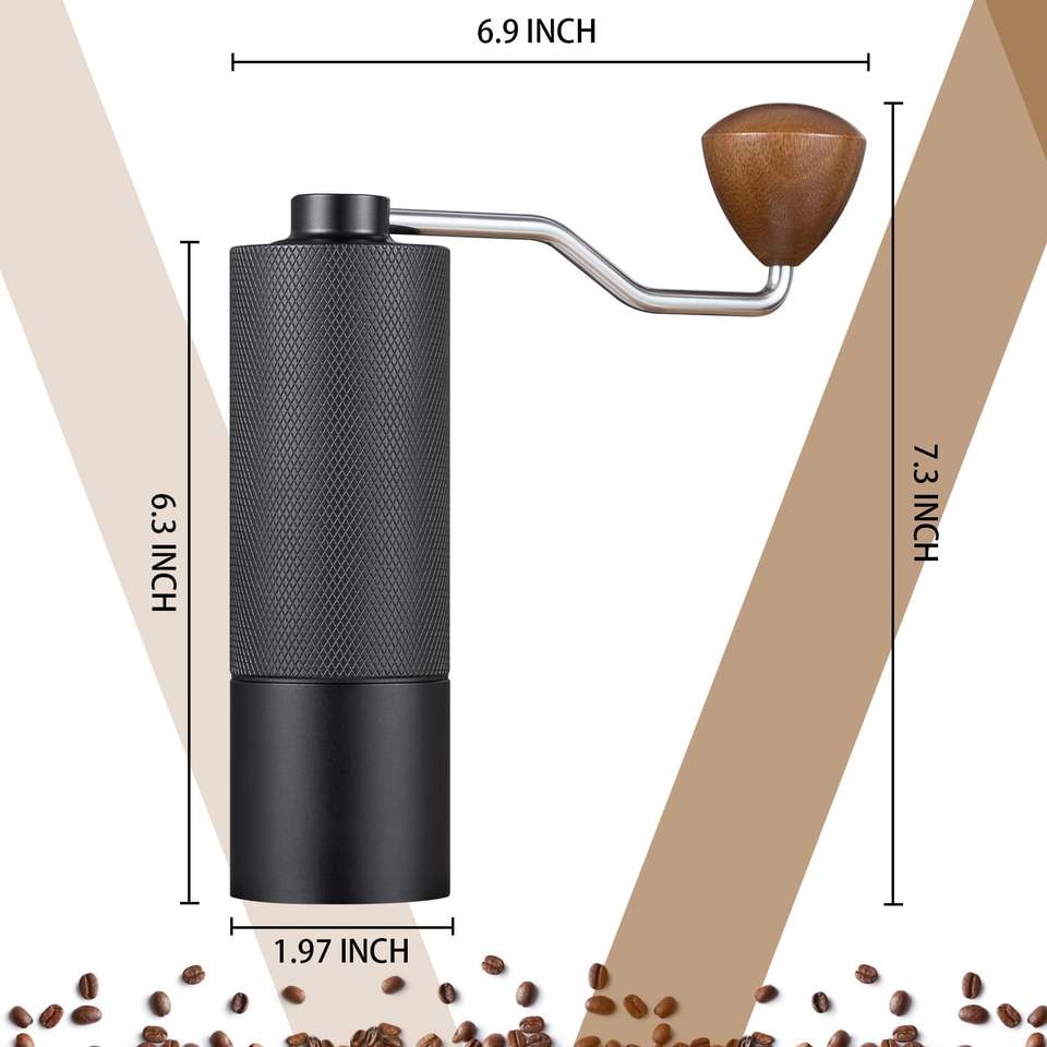 Stainless Steel Manual Coffee Grinder with Adjustable Internal Settings for Espresso, Drip Coffee, French Press - Handcrafted Gift