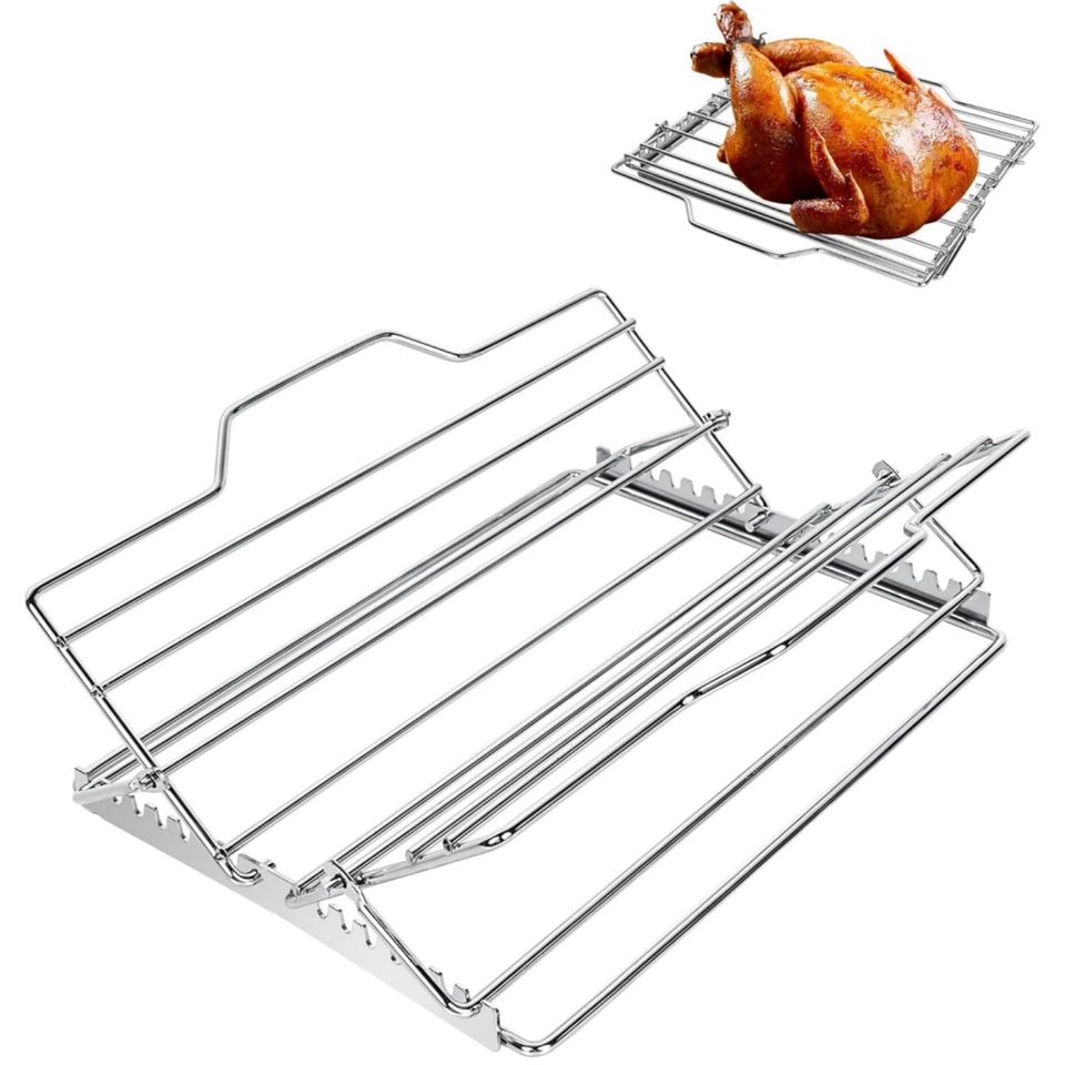 Adjustable Folding V-shaped Stainless Steel Roasting Rack