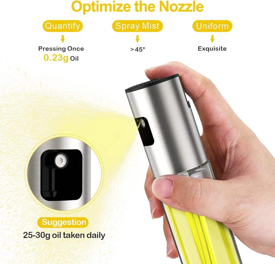 Kitchen Oil Spray Bottle - 100ml Olive Oil Sprayer for Air Fryer and Cooking, Glass Material