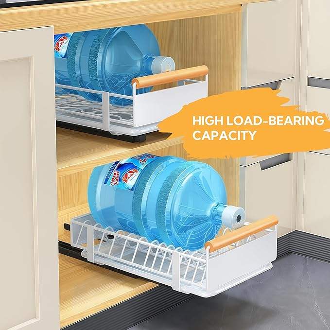 Expandable Kitchen Dish Organizer, Pull-Out Dish Rack for Kitchen Cabinets, Under Sink Kitchen Drawer