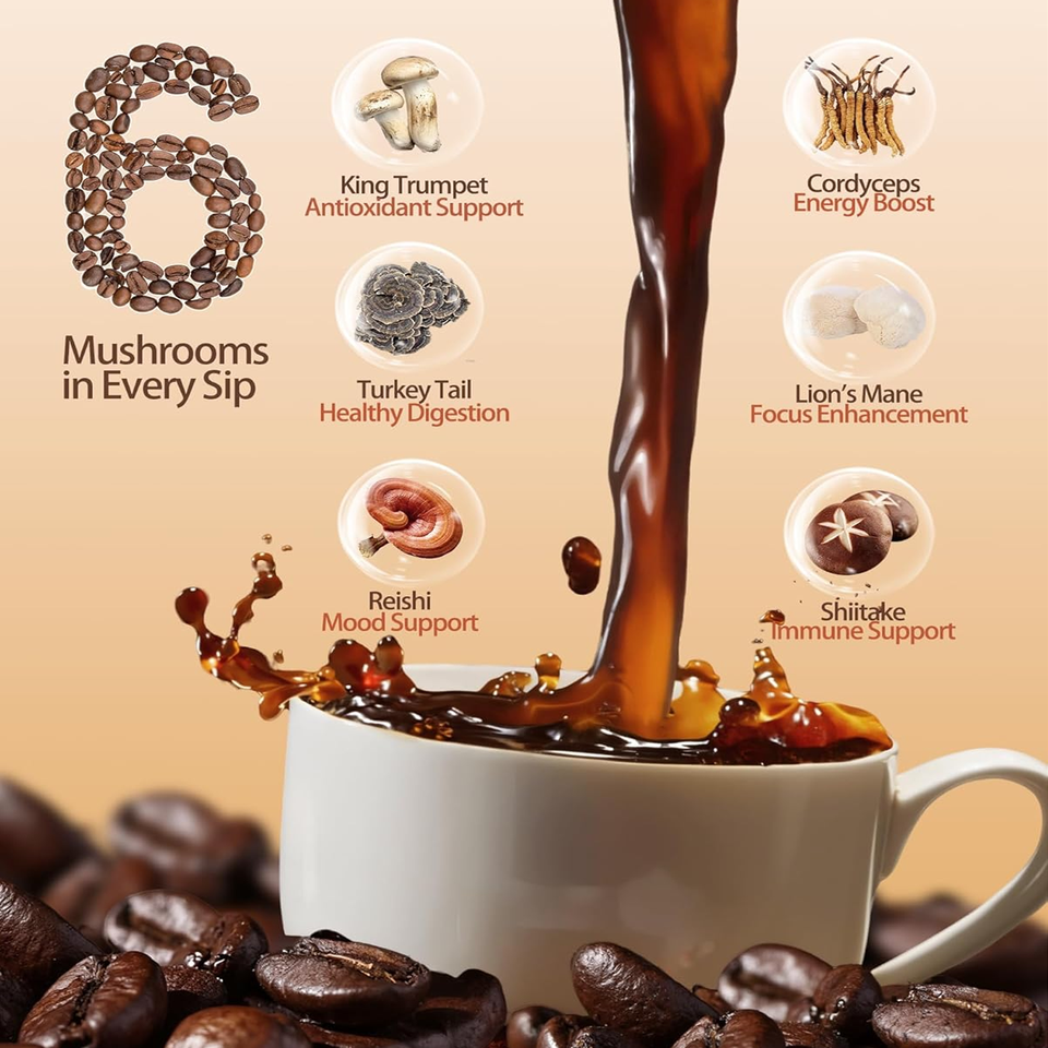 BioFlex OEM Private Label Bio Löwenmähne Reishi Truthahnschwanz Pilz Instant Kaffeemischung Pulver Antioxidans für Erwachsene