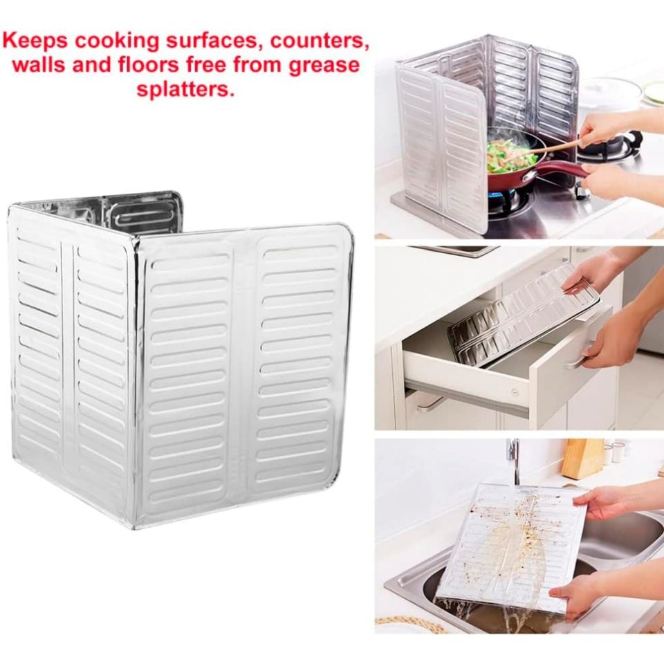 Aluminum Foil Kitchen Oil Splash Guard, Creative Kitchen Utensils, Heat and Splatter Protection for Cooking