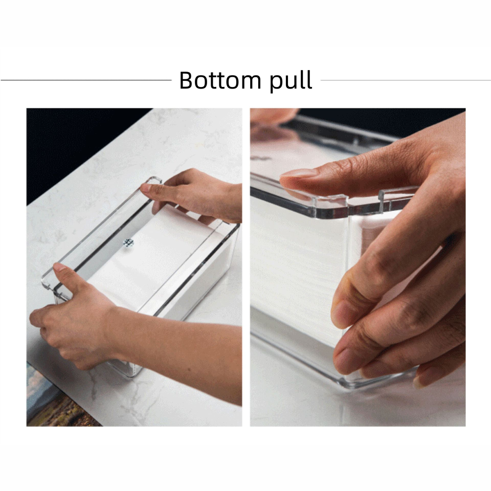 Modern Design Transparent Acrylic Tissue Box Creative Long Paper Drawer Holder for Home Restaurant Storage Wholesale Plastic