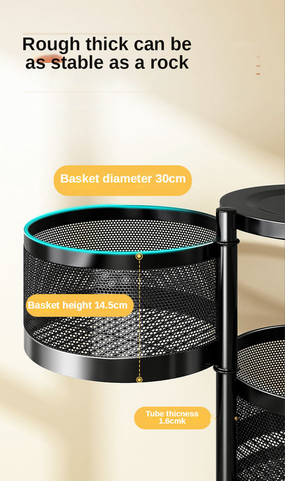 Rotating Utility Trolley Cart Kitchen Storage Rack Organizer with Wheels