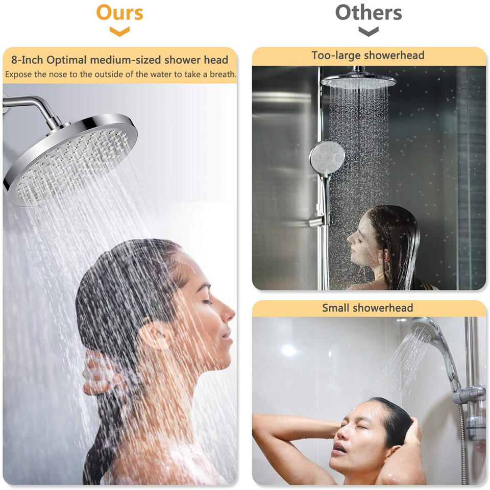 High-Pressure 6-Inch Full Chrome Electric Heating Rain Shower Head with Filter for Bathroom