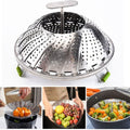 Collapsible Stainless Steel Steamer with Removable Handle for Pots