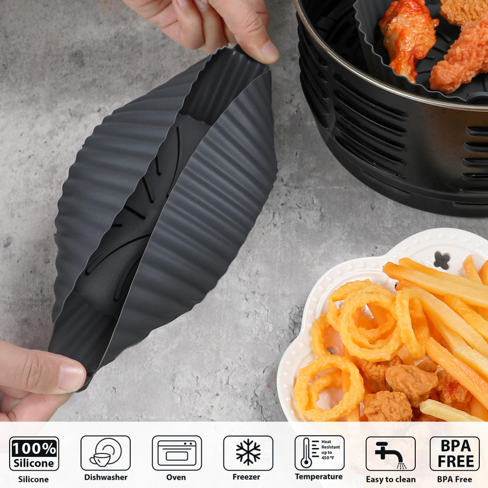 Reusable Silicone Air Fryer Basket for Hot Air Fryers and Ovens, Replaces Parchment Paper Liners