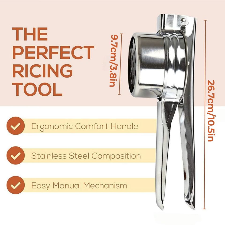 Portable Stainless Steel Potato Masher with 3 Interchangeable Discs - Easy-to-Use Crushing Tool for Home Use