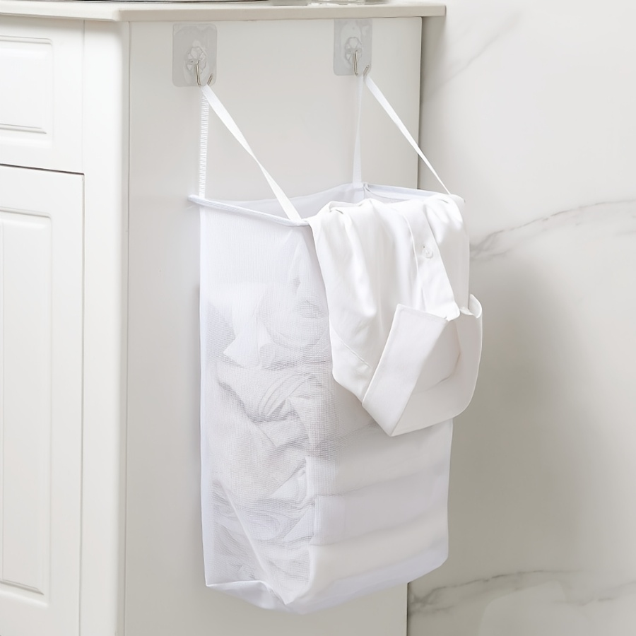 Reusable Polyester Laundry Basket for Bathroom Wall Storage Without Drilling