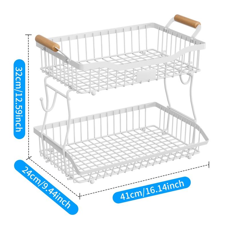 2-Tier Kitchen Metal Shelf Portable Metal Shelf Removable Multi-Layer Fruit Holder Kitchen Fruit Basket