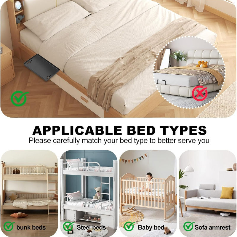 Dorm Bunk Bed Side Shelves, Clip-On Bedside Shelf, Headboard Tray Organizer Essentials for College Dorm Rooms