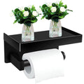 Bathroom Toilet Paper Holder with Phone Shelf Wall Mount