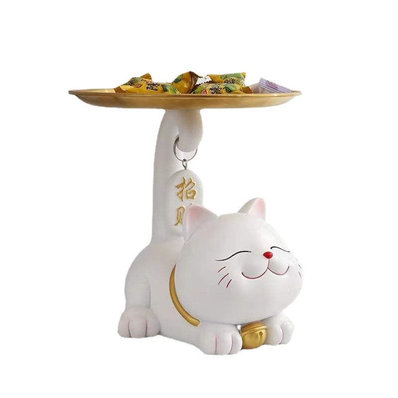 Creative Entry Lucky Cat Storage Tray for Keys Cute Ornaments Living Room Shoe Cabinet TV Cabinet Home Decor