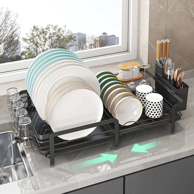 Retractable Multifunction Kitchen Shelf with Drainage Drying Basket