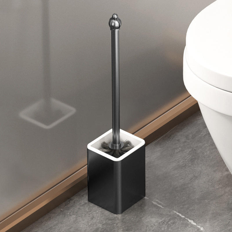 High-Quality Aluminum Black Floor Standing Wall Toilet Cleaning Brush and Plunger Set for Bathroom