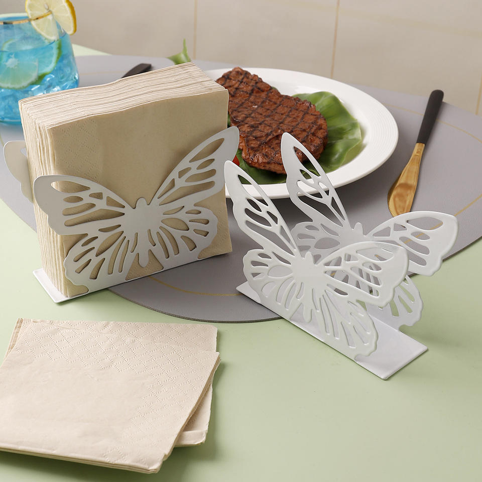 Decorative Butterfly Napkin Holder, Standing Metal Tissue Box Ideal for Wedding Banquet Tables, Space-Saving Storage
