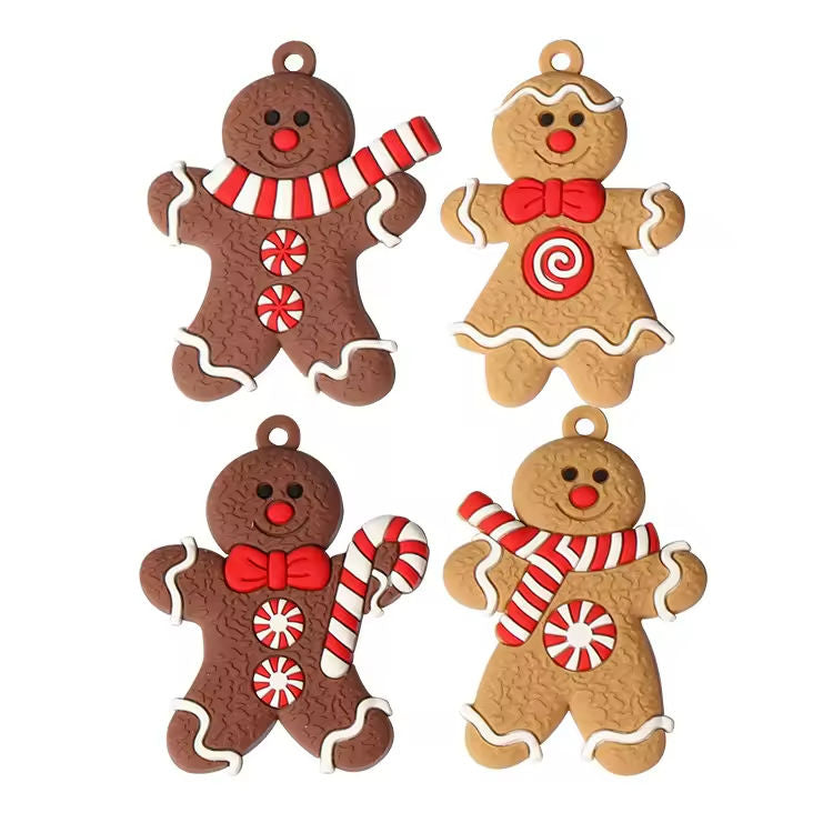 Creative Gingerbread Man and Santa Christmas Tree Ornaments for Party Gifts and Decorations