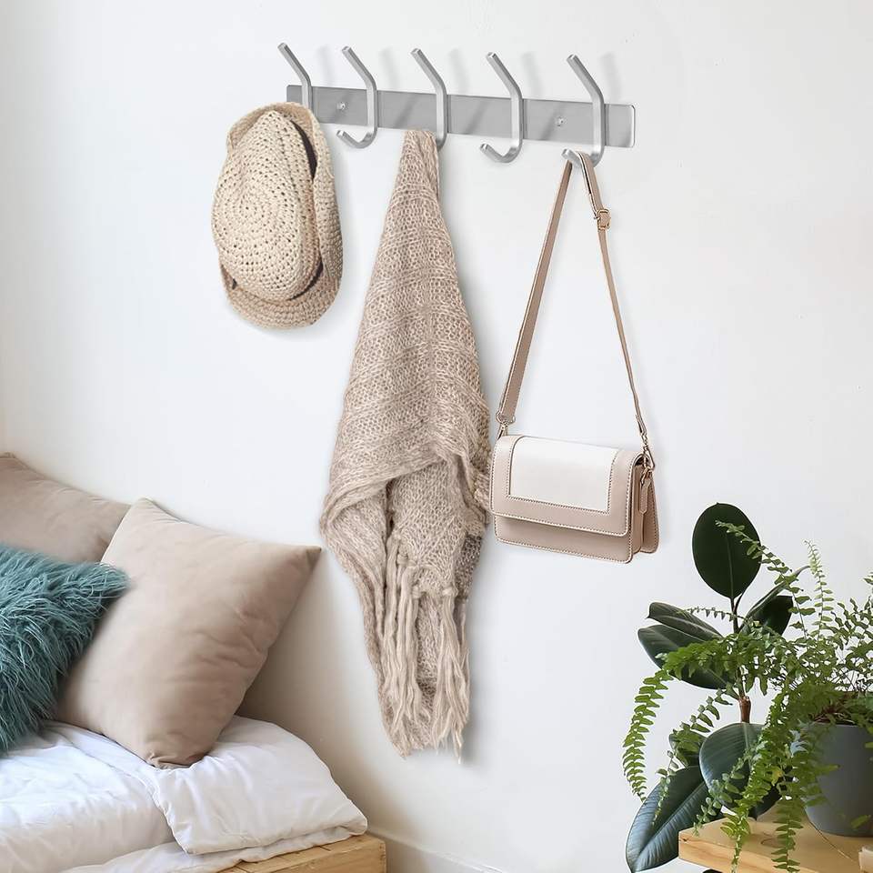 Modern Design Wall Mount Hook Rail for Bathroom Kitchen Room-Hat Clothes Robe Hanger Rack
