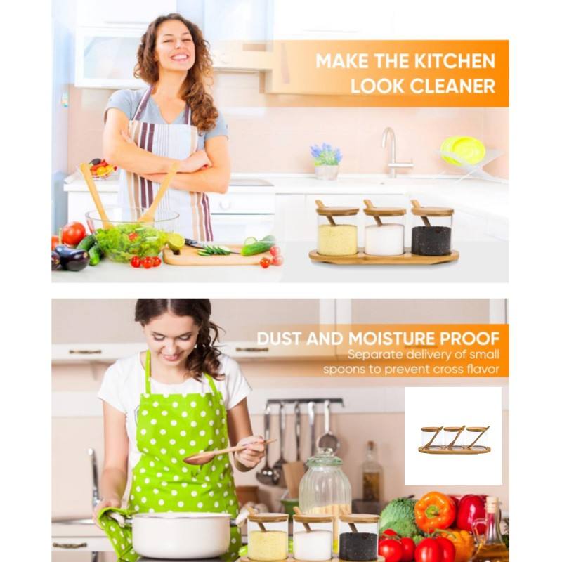 Bestselling Kitchen Spice Jar Set with Spice Jars and Lids Salt and Pepper Containers Food Storage Box with Spoon