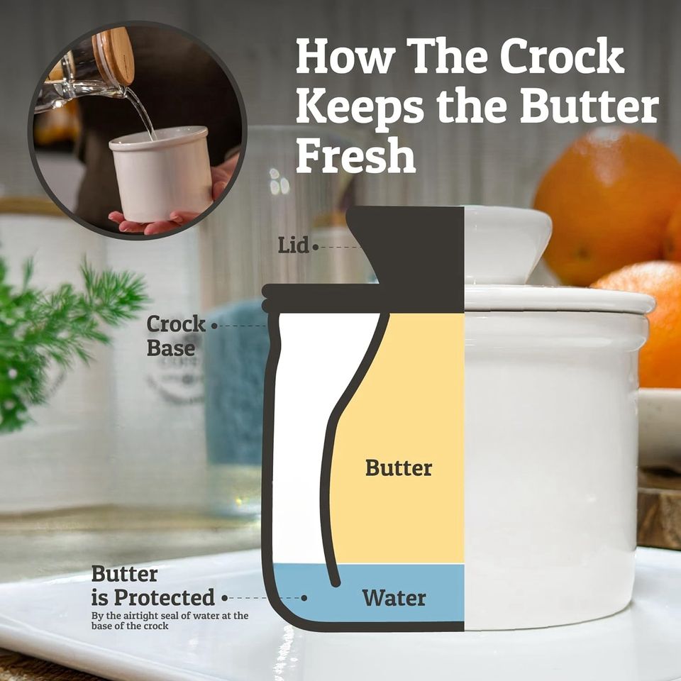 French Ceramic Butter Dish with Lid, Kitchen Accessory for Food Storage, Ideal Gift for Mother's Day or Thanksgiving