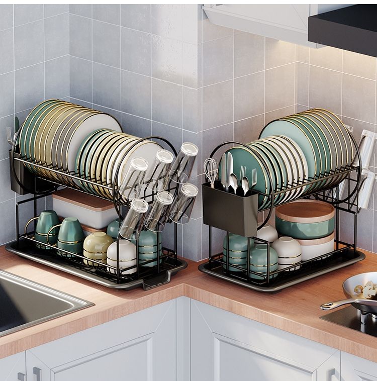 High-Quality Double-Layer Kitchen Shelf Multifunctional Drain Rack